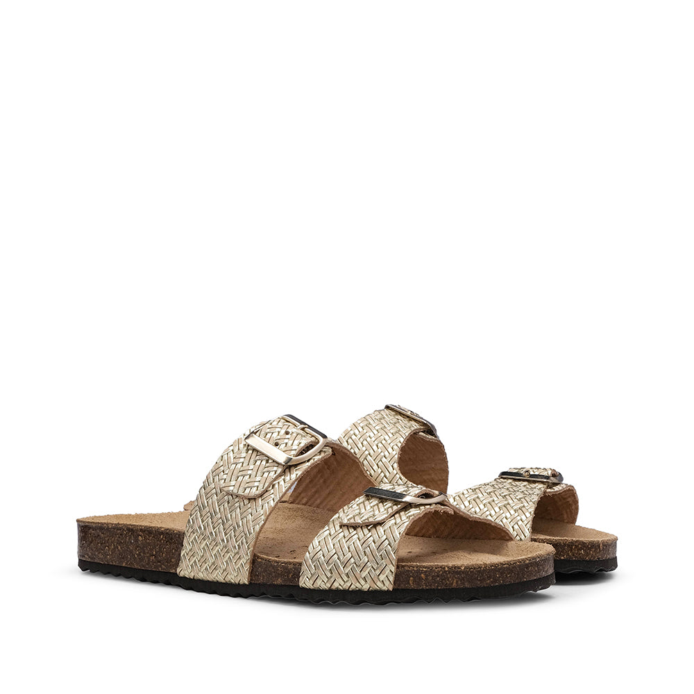 Chinelo Casual Mulher Gravado Dourado