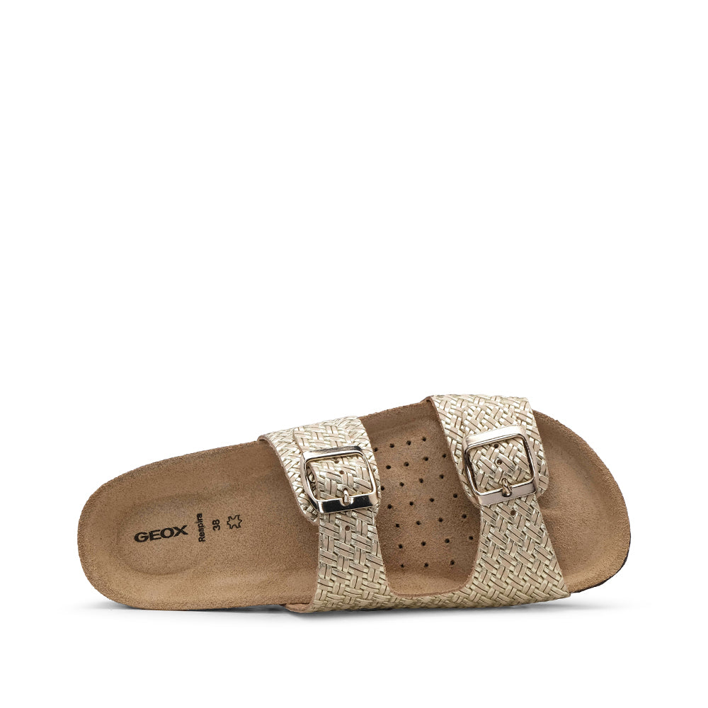 Chinelo Casual Mulher Gravado Dourado