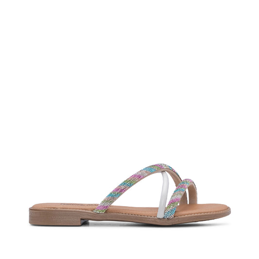 Chinelo Com Glitter Casual Mulher Pele  Multicolor