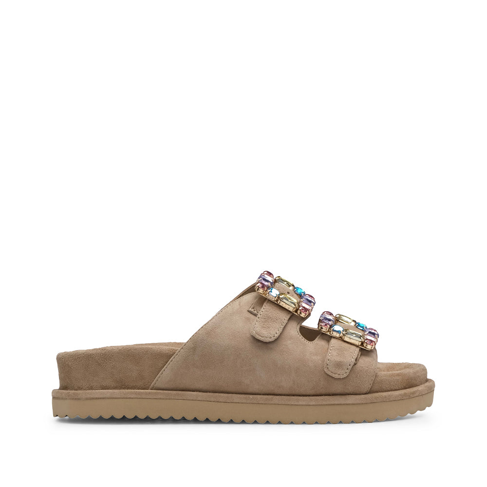 Chinelo Casual Mulher Camurça Bege