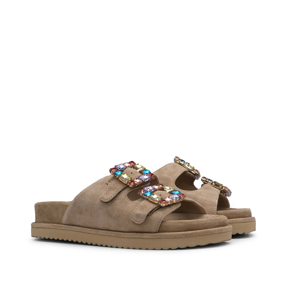 Chinelo Casual Mulher Camurça Bege