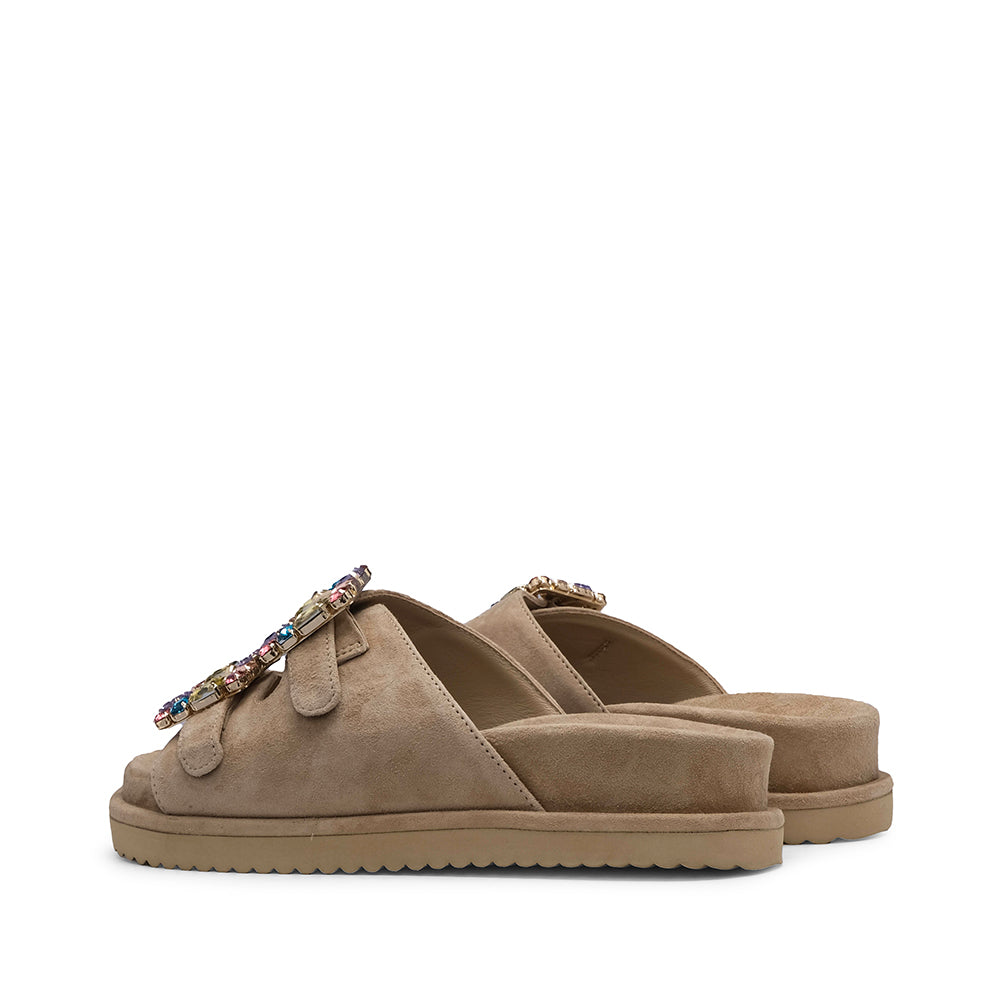 Chinelo Casual Mulher Camurça Bege
