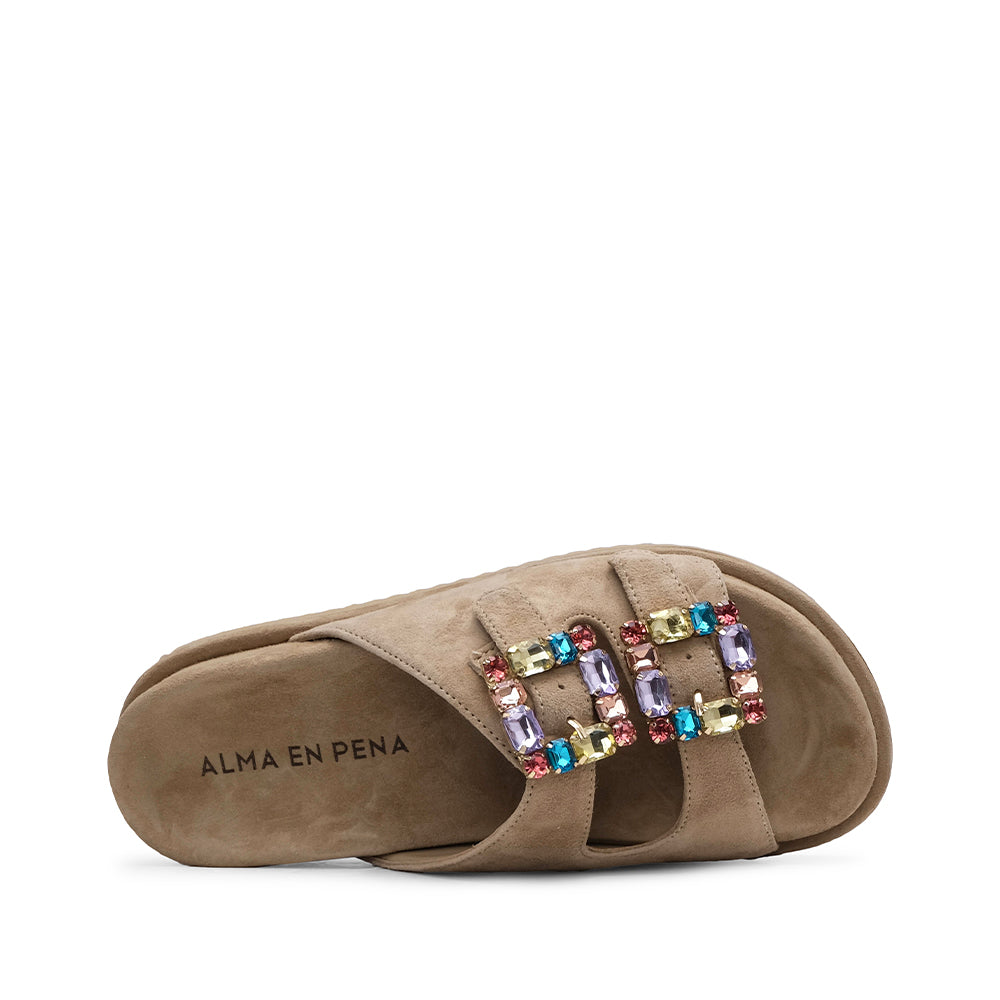 Chinelo Casual Mulher Camurça Bege