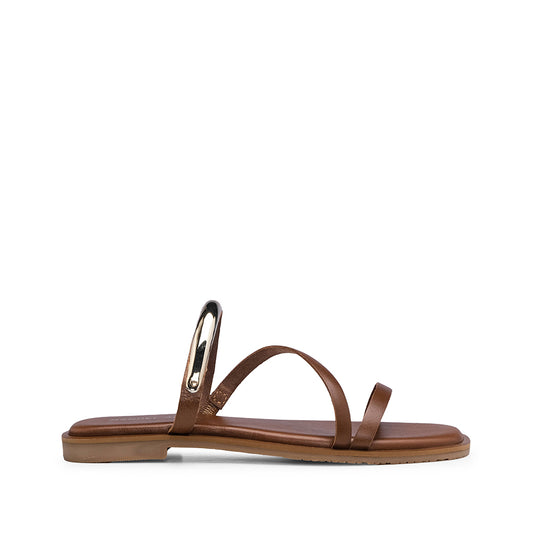 Chinelo Casual Mulher Pele Camel
