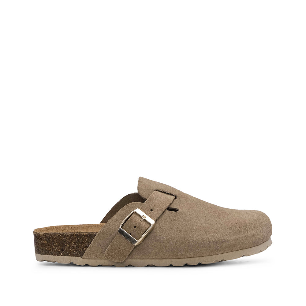 Chinelo Salto Raso Mulher Camurça Taupe