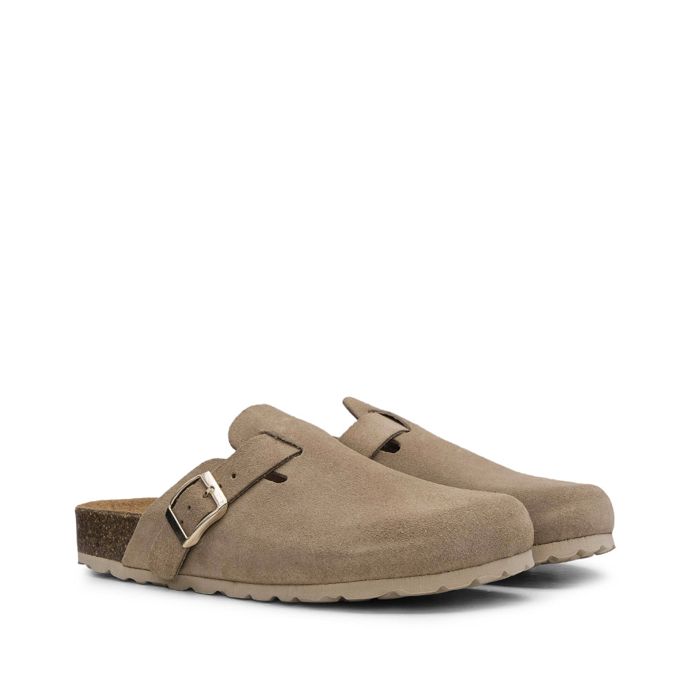 Chinelo Salto Raso Mulher Camurça Taupe