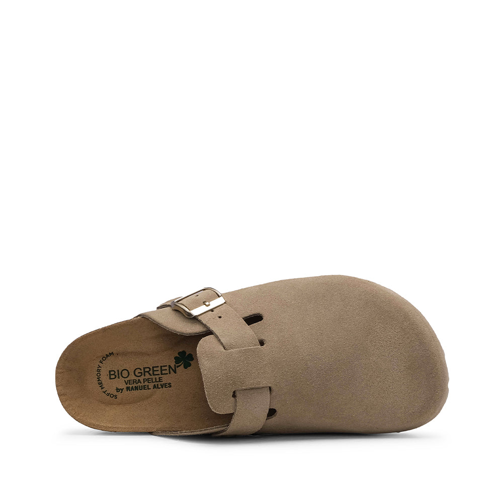 Chinelo Salto Raso Mulher Camurça Taupe
