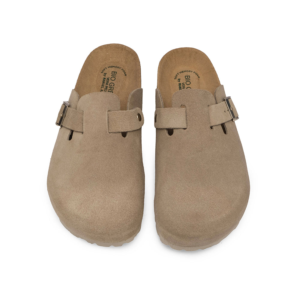 Chinelo Salto Raso Mulher Camurça Taupe