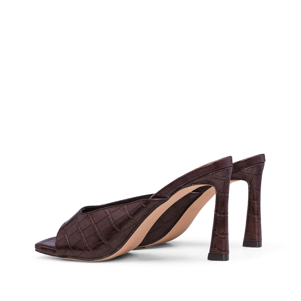 Sandália Salto Alto Mulher Animal Print Castanho