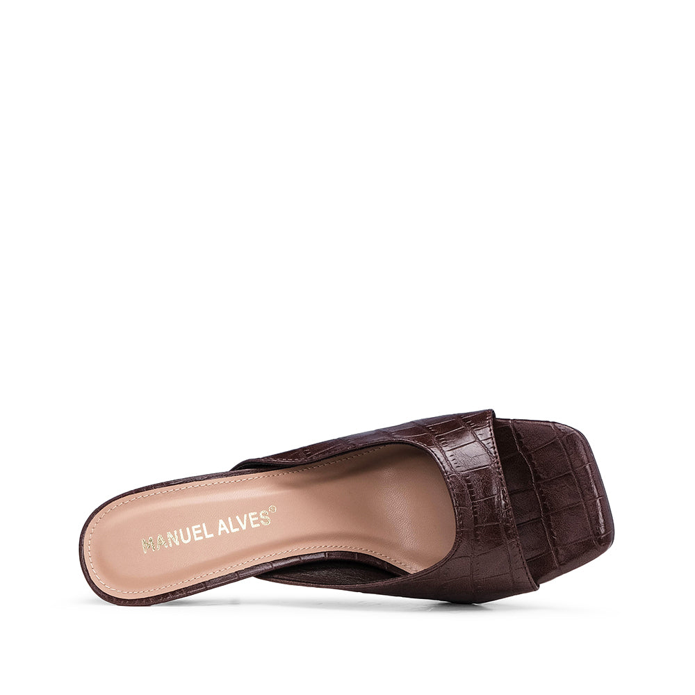 Sandália Salto Alto Mulher Animal Print Castanho