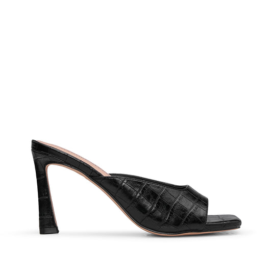 Sandália Salto Alto Mulher Animal Print Preto