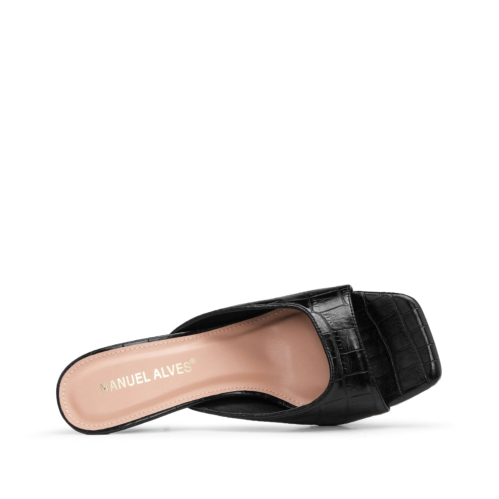 Sandália Salto Alto Mulher Animal Print Preto