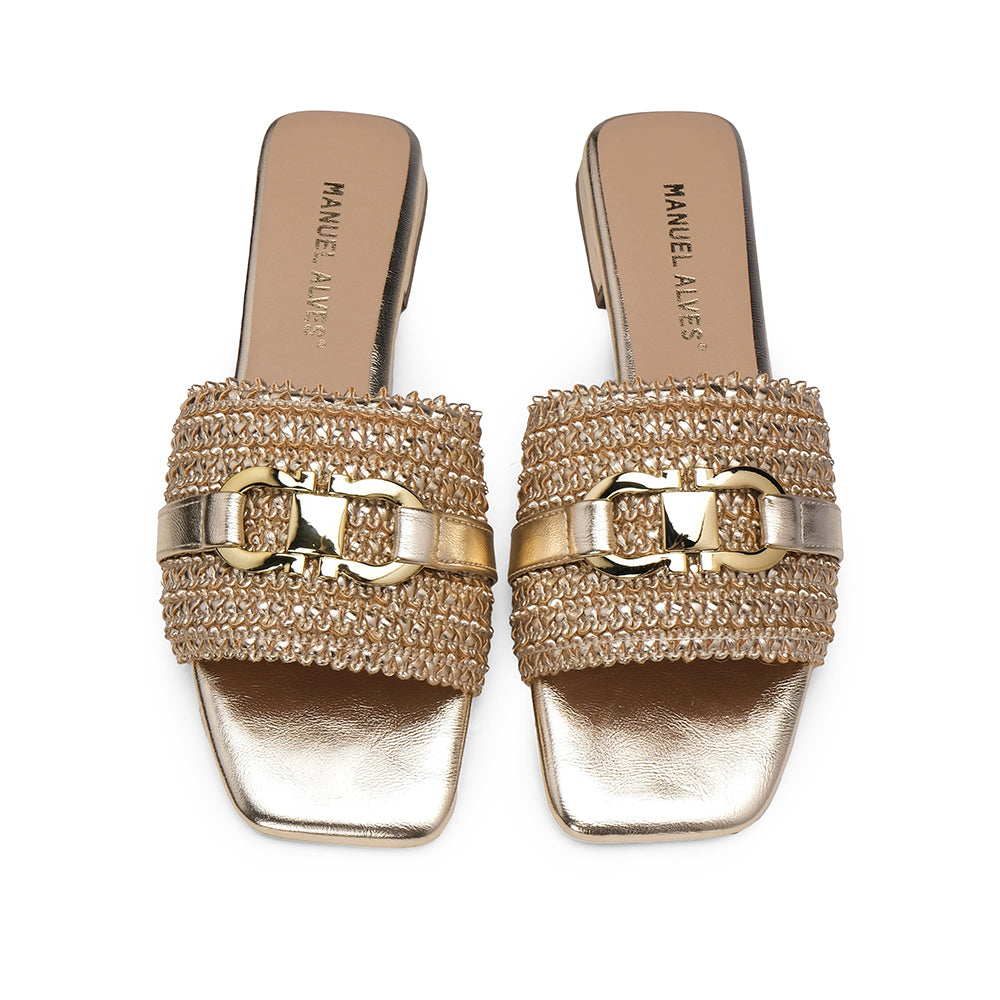 Chinelo Casual Mulher Metalizado Dourado