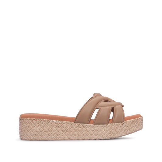 Chinelo Salto Cunha Mulher Pele Taupe