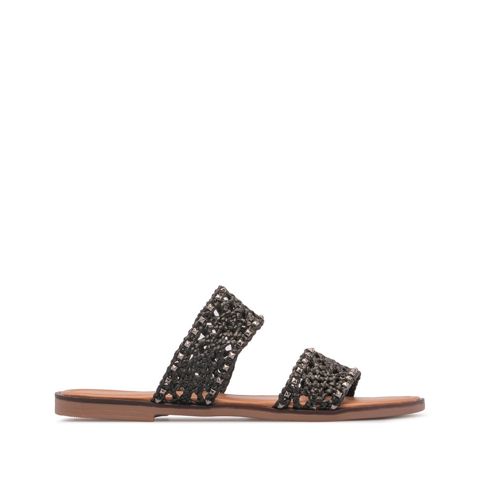 Chinelo Salto Raso Mulher Pele Sintética Preto