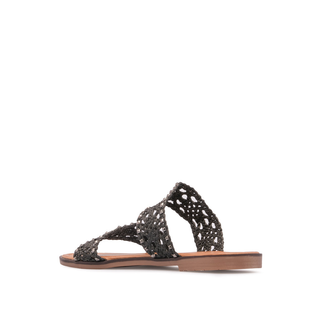 Chinelo Salto Raso Mulher Pele Sintética Preto