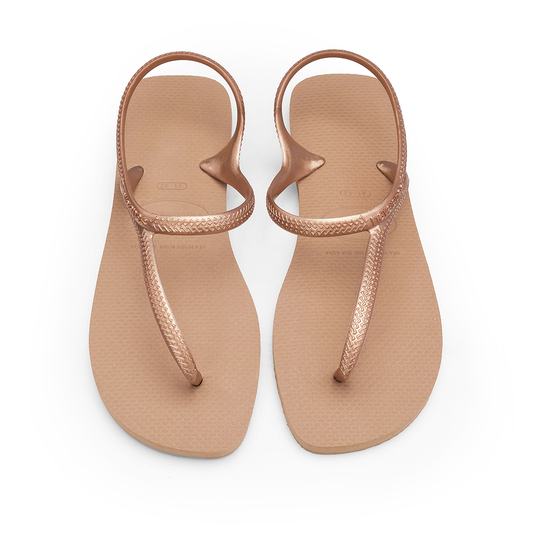 Chinelo Salto Raso Mulher Pele Sintética Dourado