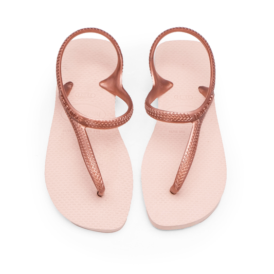 Chinelo Salto Raso Mulher Pele Sintética Rosa