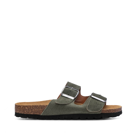 Chinelo Salto Raso Mulher Camurça Verde