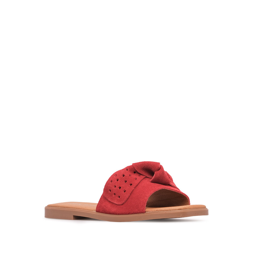 Chinelo Salto Raso Mulher Camurça Vermelho