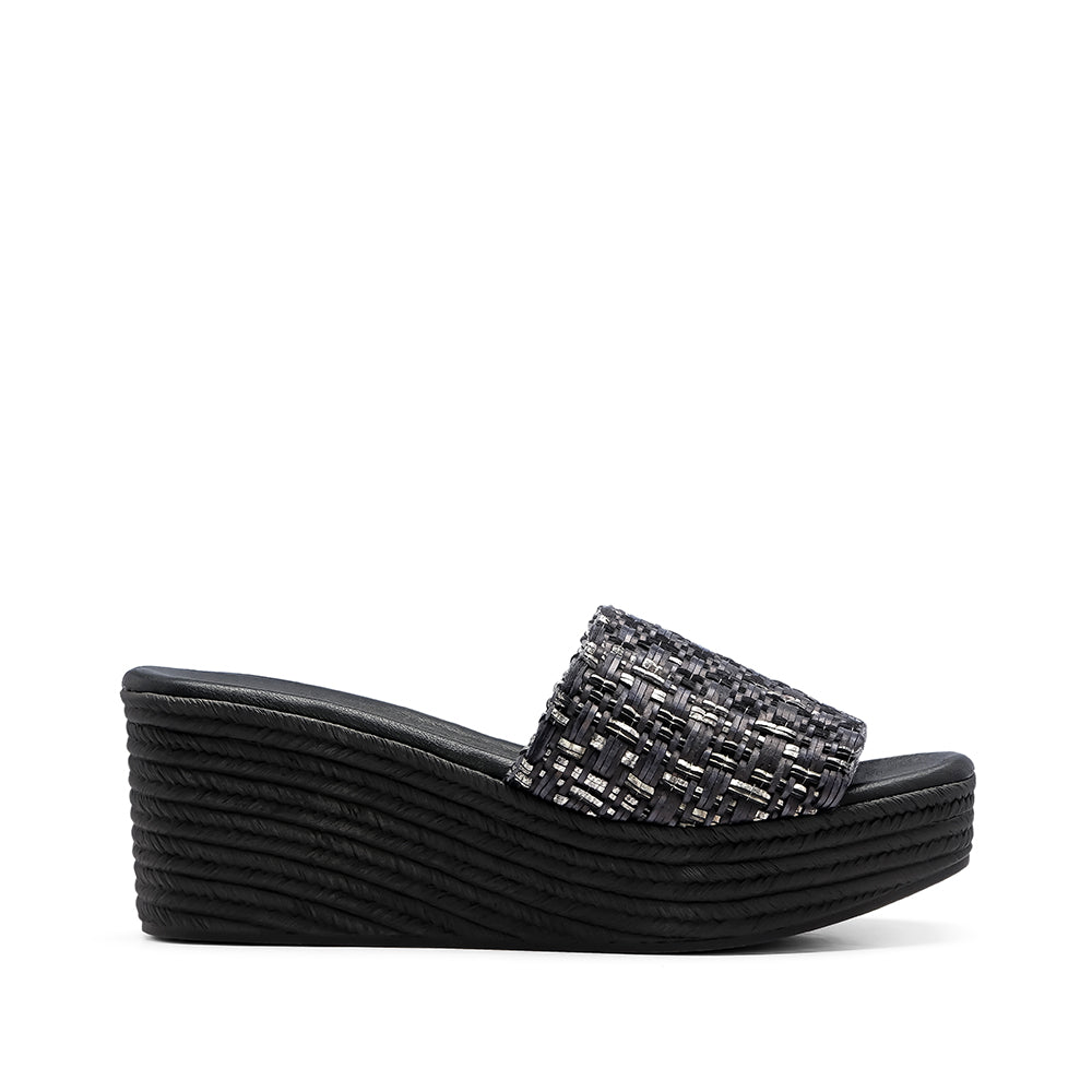 Chinelo Salto Cunha Mulher Pele Preto