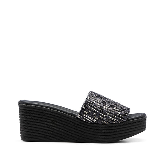 Chinelo Salto Cunha Mulher Pele Preto