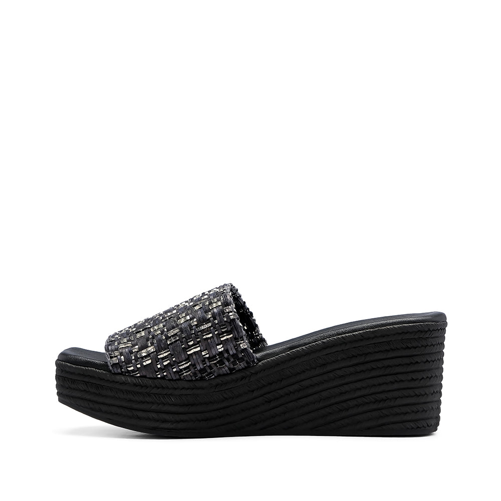 Chinelo Salto Cunha Mulher Pele Preto