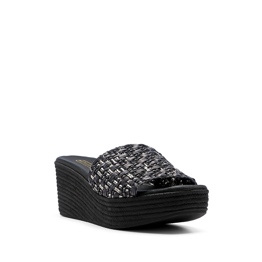 Chinelo Salto Cunha Mulher Pele Preto