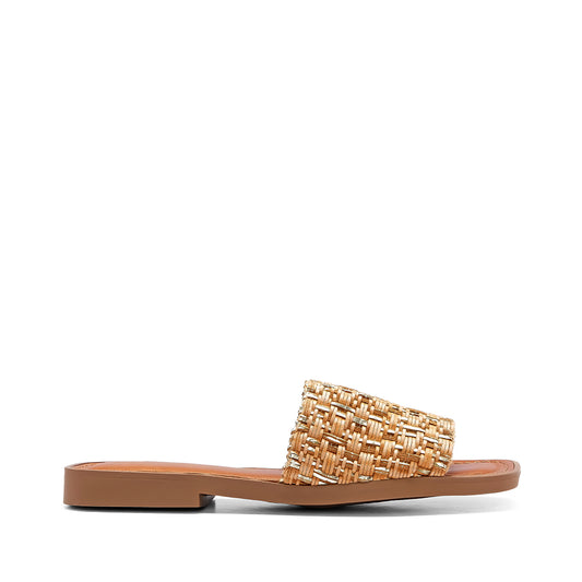 Chinelo Salto Raso Mulher Pele Taupe