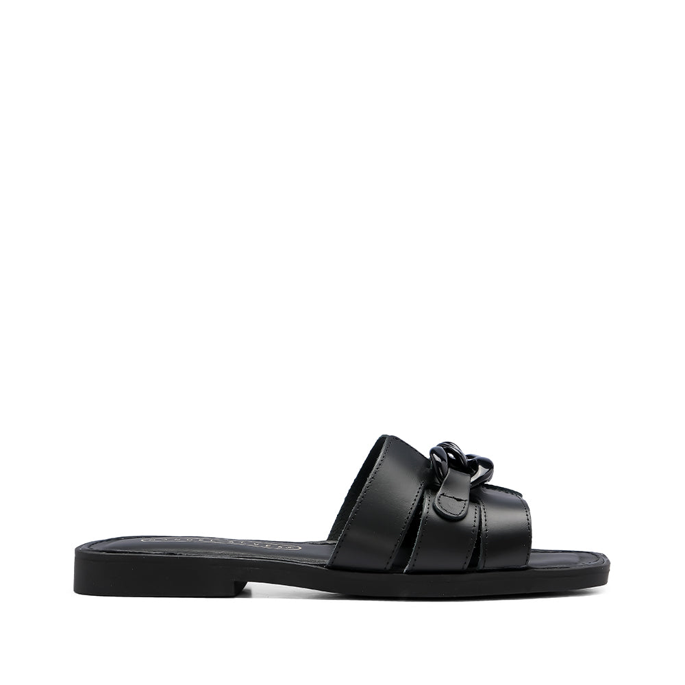 Chinelo Salto Raso Mulher Pele Preto