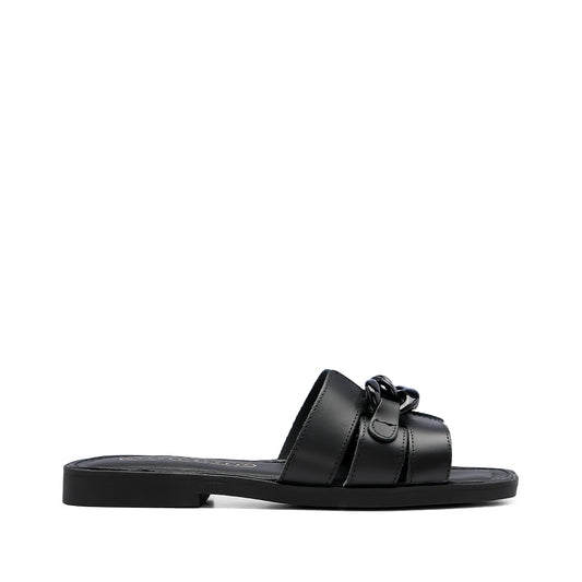 Chinelo Salto Raso Mulher Pele Preto