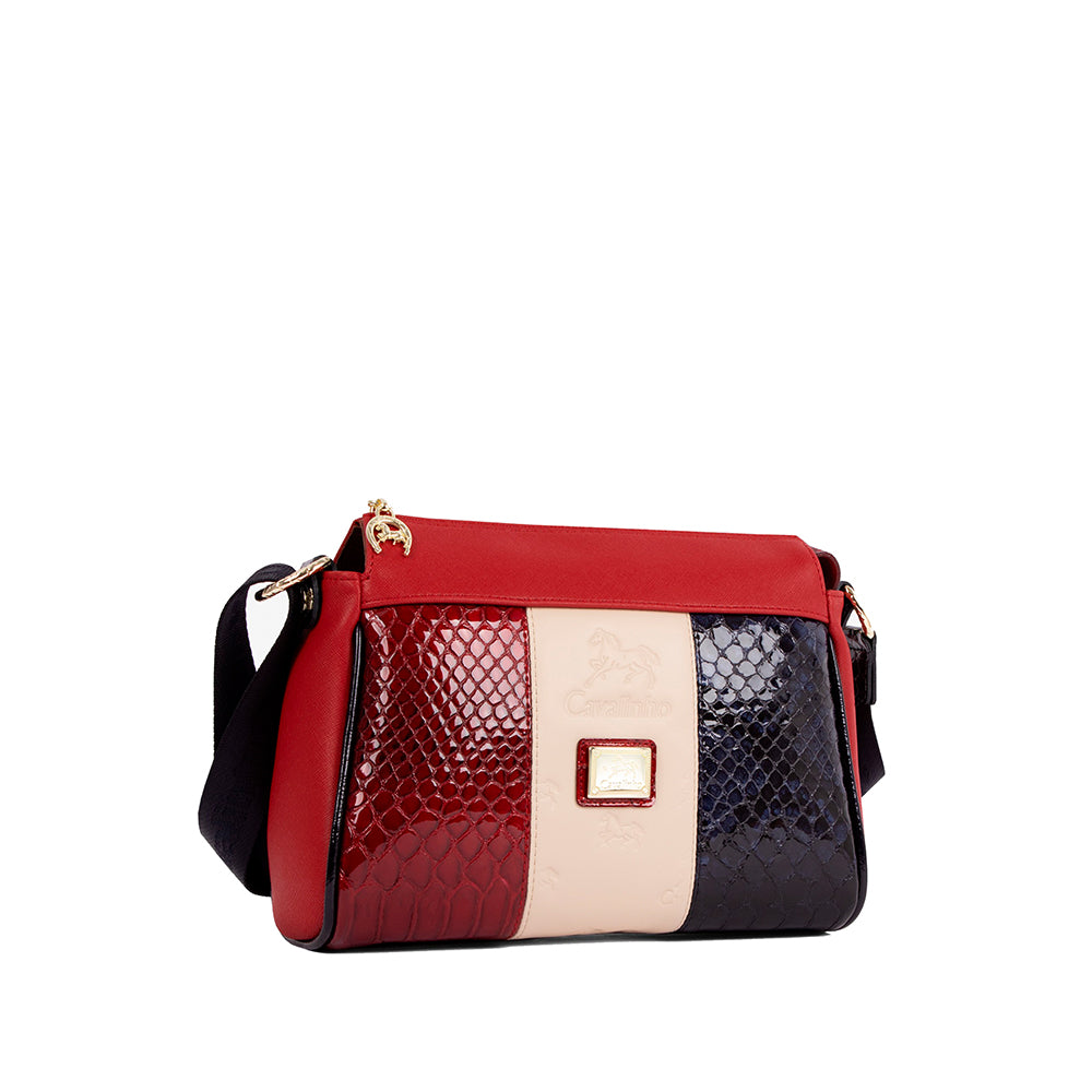 Mala Tiracolo Mulher Pele Azul E Vermelho