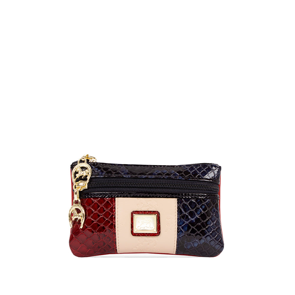 Porta Moedas Mulher Pele Azul E Vermelho