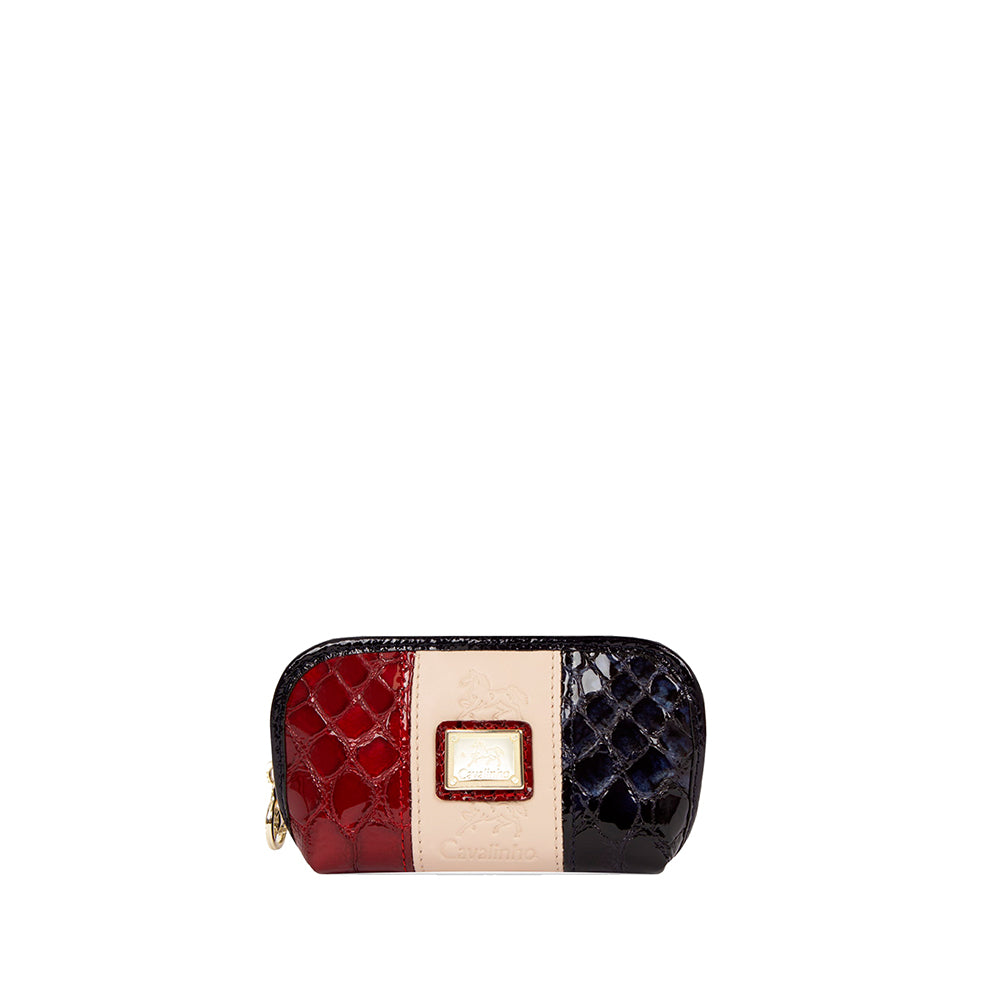 Porta Moedas Mulher Pele Azul E Vermelho